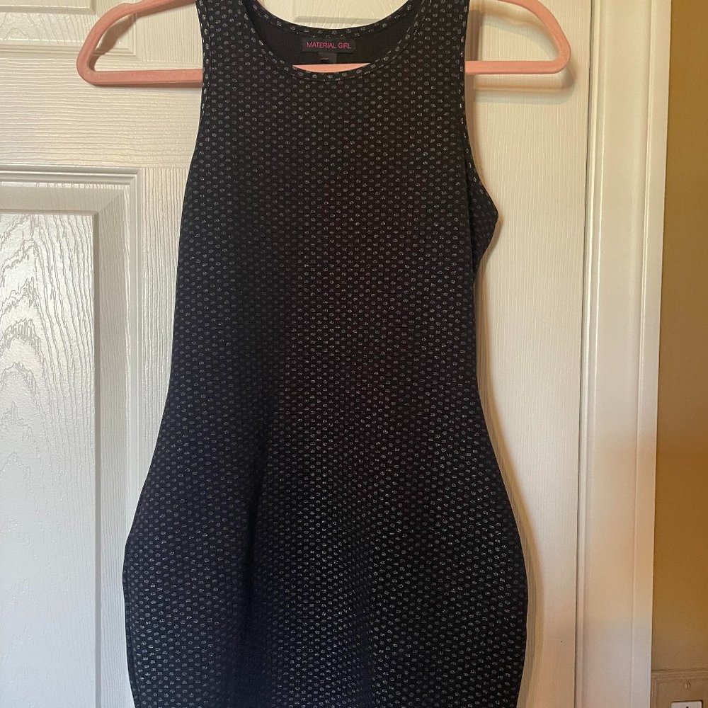 Material Girl Black Mini Dress with Silver Polka Dots